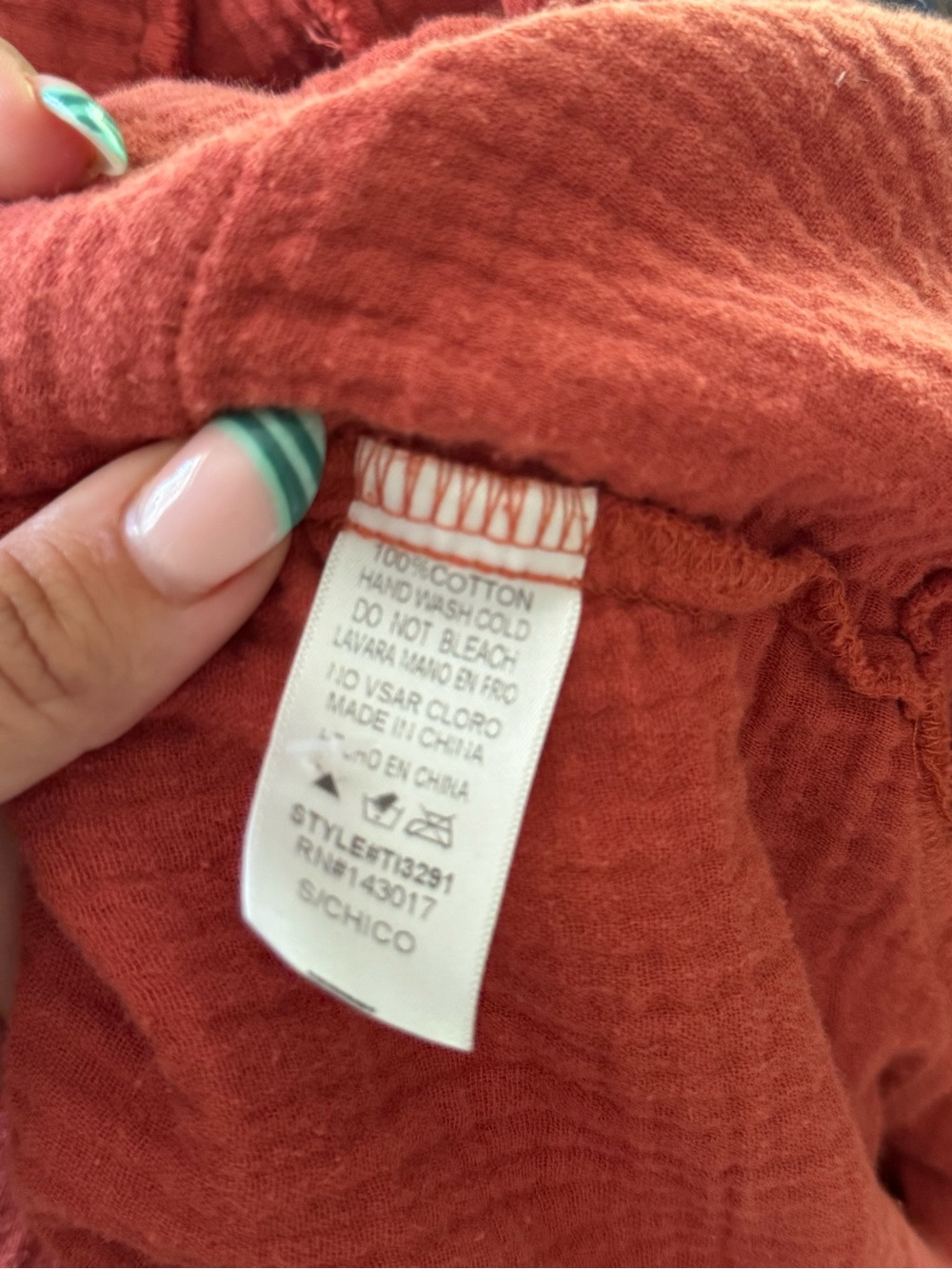 Rust Button-Front Women’s Top Ces Femme - Picture 3 of 3